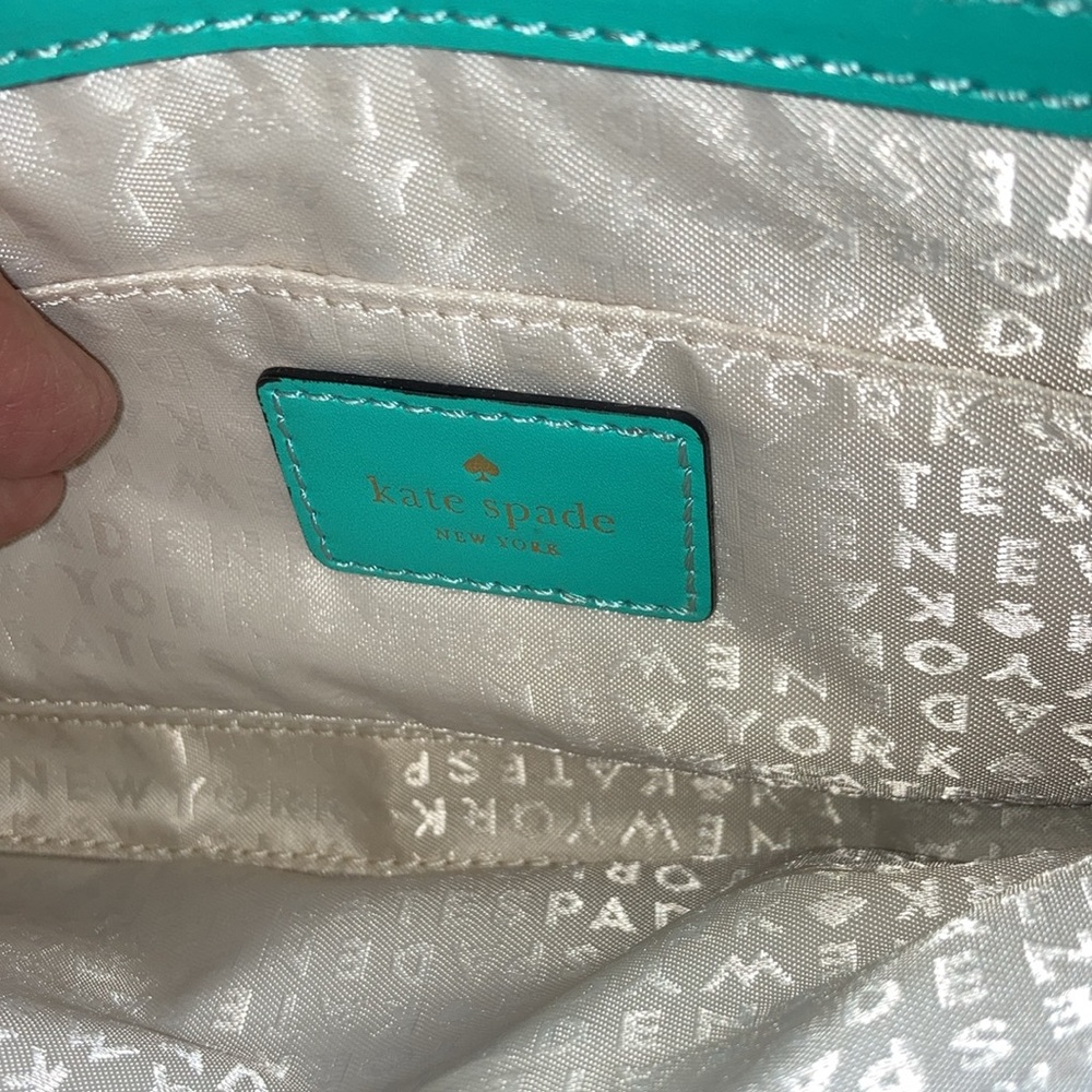 KATE SPADE New York turquoise clutch purse, size in pics, magnet close $79 - Picture 3 of 8